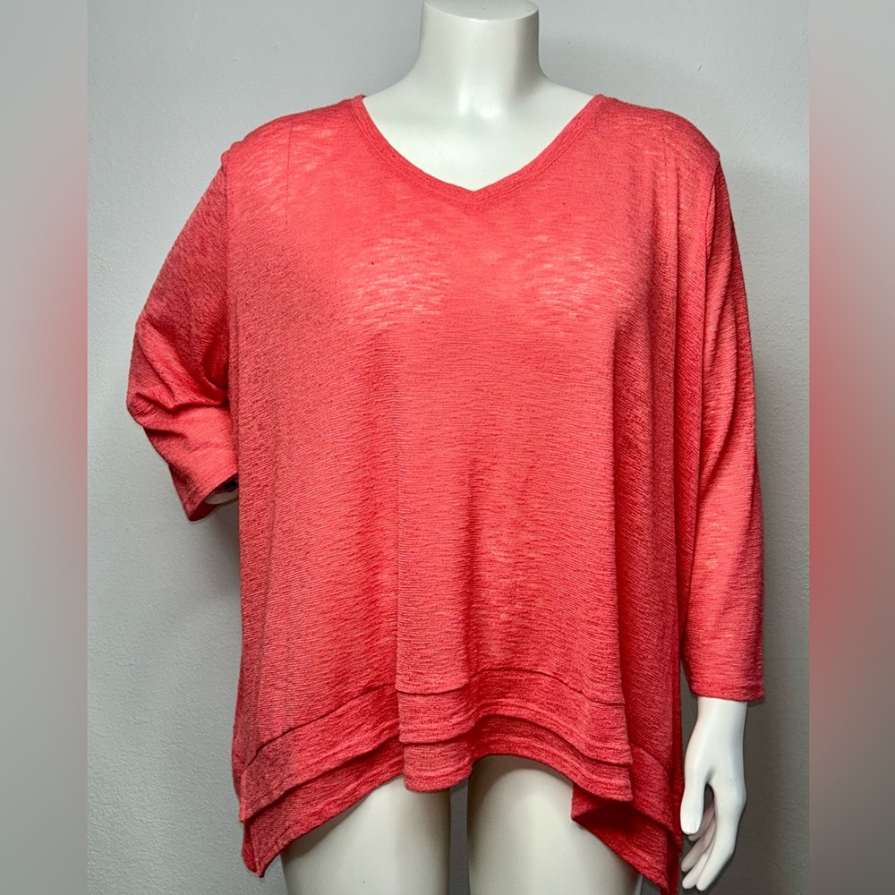 Coldwater Creek 3/4 Sleeve V-neck Light Knit Top sz 3X